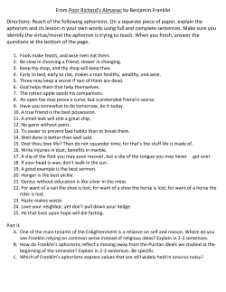 From Poor Richard`s Almanac by Benjamin Franklin Directions