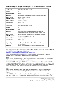 Data Cleaning for Height and Weight &ndash; 1973-78 and 1946