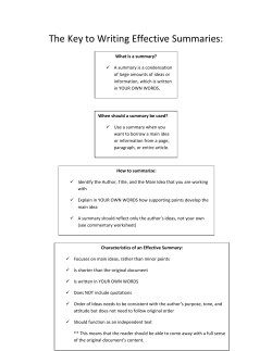 The Key to Writing Effective Summaries