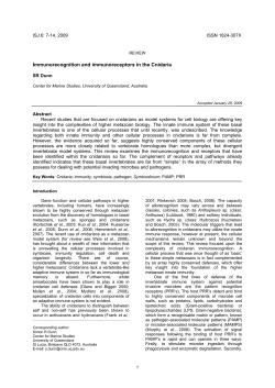 Immunorecognition and immunoreceptors in the Cnidaria