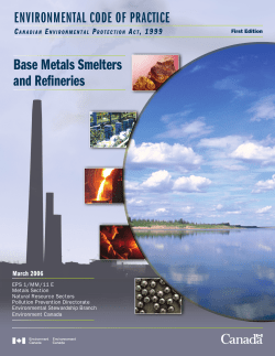 ENVIRONMENTAL CODE OF PRACTICE Base Metals Smelters and
