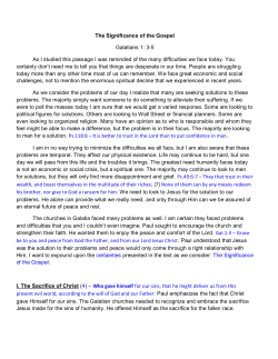 The Significance of the Gospel