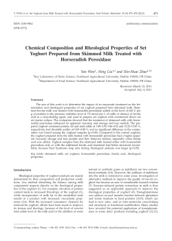 Chemical Composition and Rheological Properties of Set Yoghurt