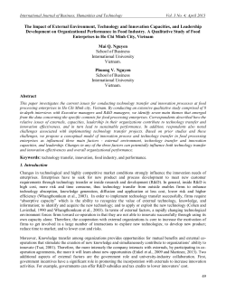 The Impact of External Environment, Technology and Innovation