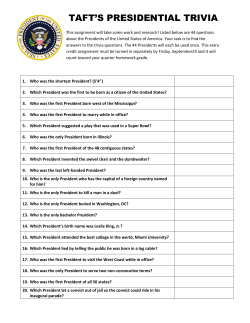 taft`s presidential trivia