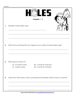 Name: Chapters 1 - 6 1. Describe Camp Green Lake. 2. What`s the