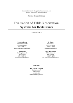 Evaluation of Table Reservation Systems for Restaurants