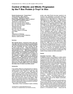 Control of Meiotic and Mitotic Progression by the F Box Protein