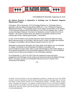 FOR IMMEDIATE RELEASE: September 26, 2016 Six Nations