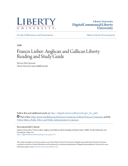 Francis Lieber: Anglican and Gallican Liberty Reading and Study