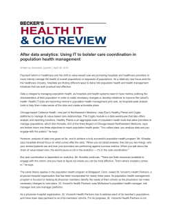 After data analytics: Using IT to bolster care coordination in