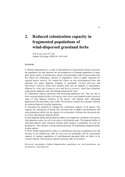 2. Reduced colonization capacity in fragmented populations of wind
