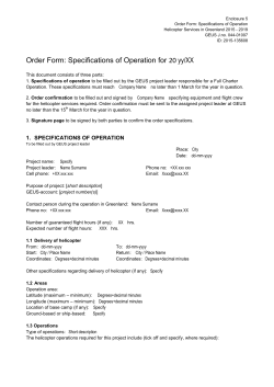 Order Form: Specifications of Operation for 20 yy/XX
