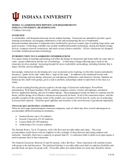 MODEL CLASSROOM DESCRIPTION AND REQUIREMENTS