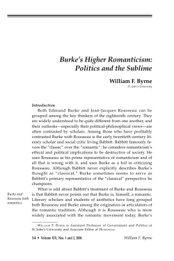 Burke`s Higher Romanticism: Politics and the Sublime