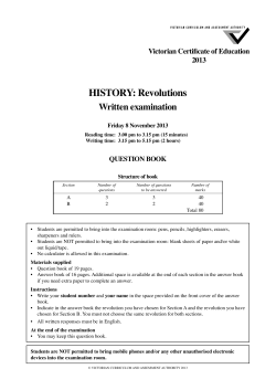 2013 History: Revolutions Written examination