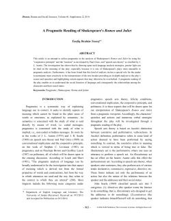 A Pragmatic Reading of Shakespeare`s Romeo and Juliet