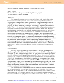 Adoption of machine learning techniques in Ecology and