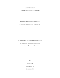 Defending Tertullian`s Orthodoxy: A Study on Third Century