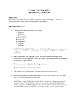 CHARACTER EDUCATION "Perseverance" Grades 9-12