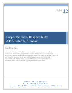 Corporate Social Responsibility: A Profitable Alternative