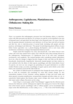 Anthropocene, Capitalocene, Plantationocene, Chthulucene