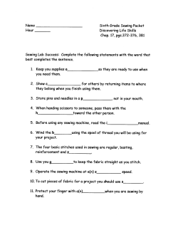 Name Sixth Grade Sewing Packet Hour biscovering Life Skills Chap