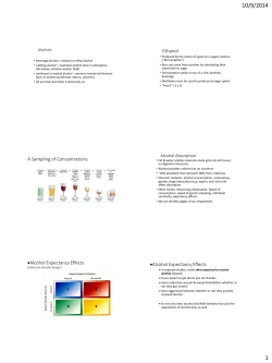 Ethanol A Sampling of Concentrations &bull;Alcohol Expectancy Effects