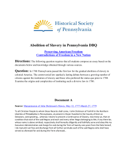 Abolition of Slavery in Pennsylvania DBQ