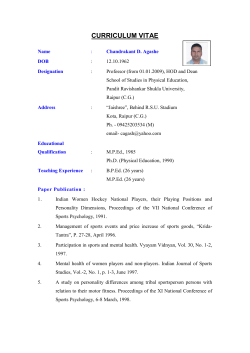 curriculum vitae - Pt. Ravishankar Shukla University