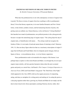 1 POSTHUMAN REVISIONS OF ORGANIC FORM IN POETRY By