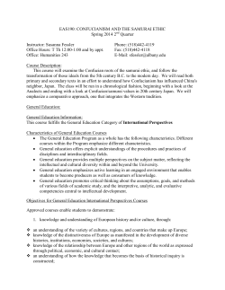 EAS 190: CONFUCIANISM AND THE SAMURAI ETHIC