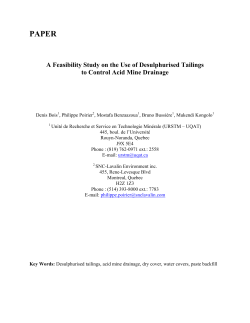 A Feasibility Study on the Use of Desulphurised Tailings to Control