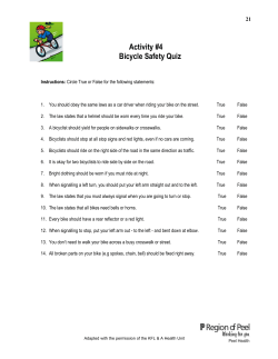 Activity #4 Bicycle Safety Quiz