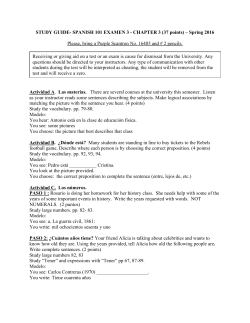 STUDY GUIDE- SPANISH 101 EXAMEN 3
