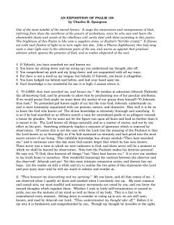 AN EXPOSITION OF PSALM 139 by Charles H. Spurgeon One of