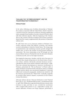 THAILAND: THE &ldquo;OCTOBER MOVEMENT&rdquo; AND THE