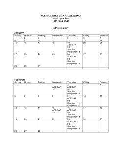 ACE-SAP FREE CLINIC CALENDAR 207 Logan Ave. (319) 235