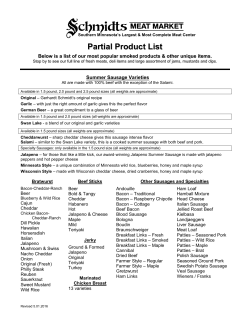 Partial Product List - Schmidts Meat Market