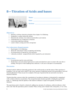 8&mdash;Titration of Acids and bases