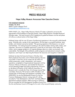 PRESS RELEASE - Napa Valley Museum