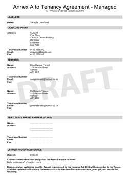 Annex A to Tenancy Agreement - Managed