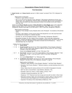 Descendant report for Keane Carroll of Ireland