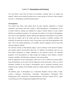Lecture 4.1: Thermoplastics and Thermosets