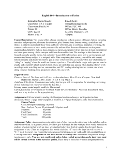 1 English 104&mdash;Introduction to Fiction Instructor: Sarah Stoeckl