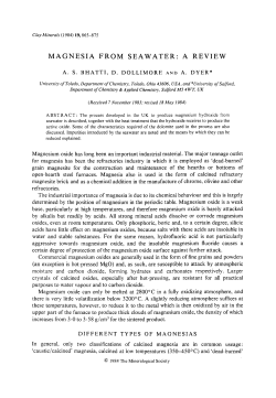 magnesia from seawater: a review