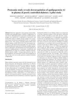 Proteomic study reveals downregulation of apolipoprotein A1 in