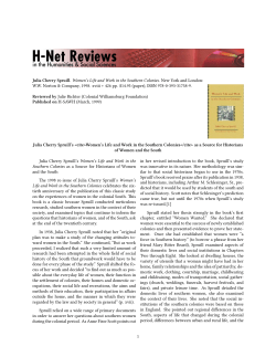 Julia Cherry Spruill`s Women`s Life and Work in the Southern - H-Net