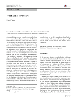 What Ethics for Bioart? - (BORA)