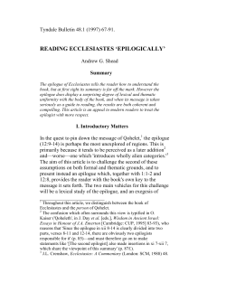 reading ecclesiastes `epilogically`